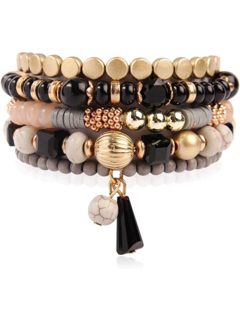 Bohemian Multi-Layer Beaded Statement Bracelets - Stackable Stretch Bangles with